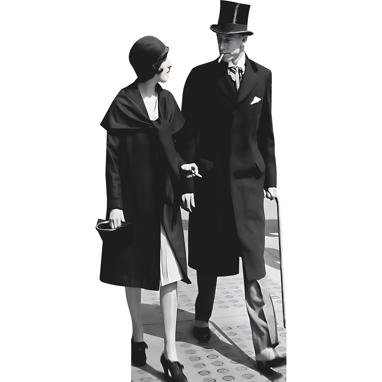 Elegant New York City Couple 1928 Cardboard Cutout