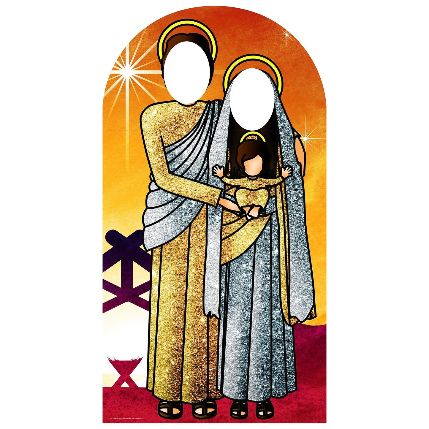 Sunset Gold Silver Scared Family Standin Cardboard Cutout