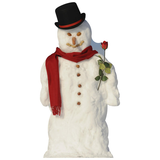 Snowman with Rose Cardboard Cutout
