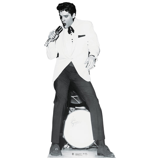 Elvis White Jacket w Drums Cardboard Cutout
