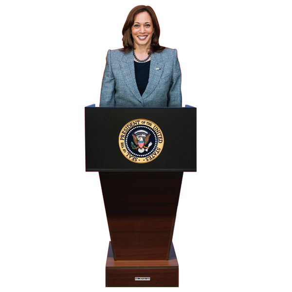 VP Kamala Harris at Presidential Lectern Podium Cardboard Cutout