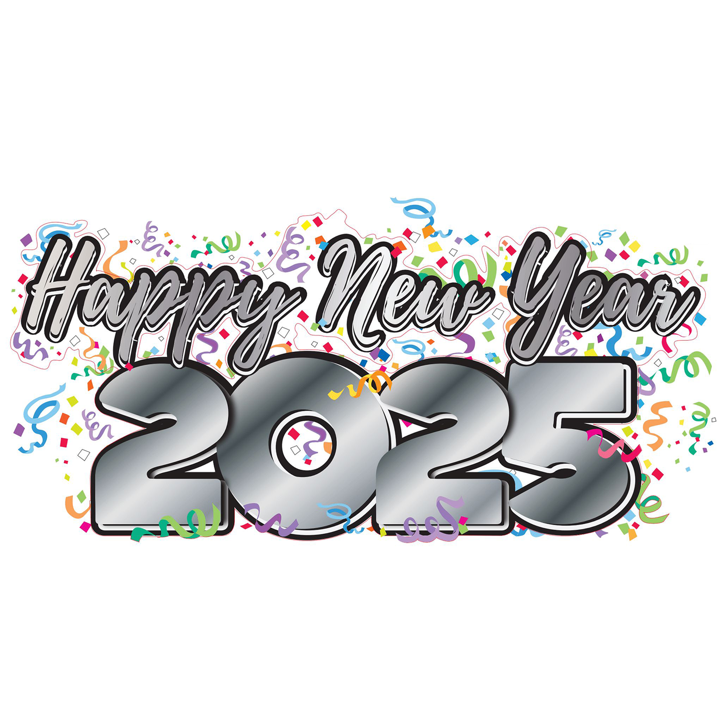 Happy New Year Silver Cardboard Cutout