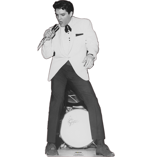 Elvis B:W with Microphone Cardboard Cutout