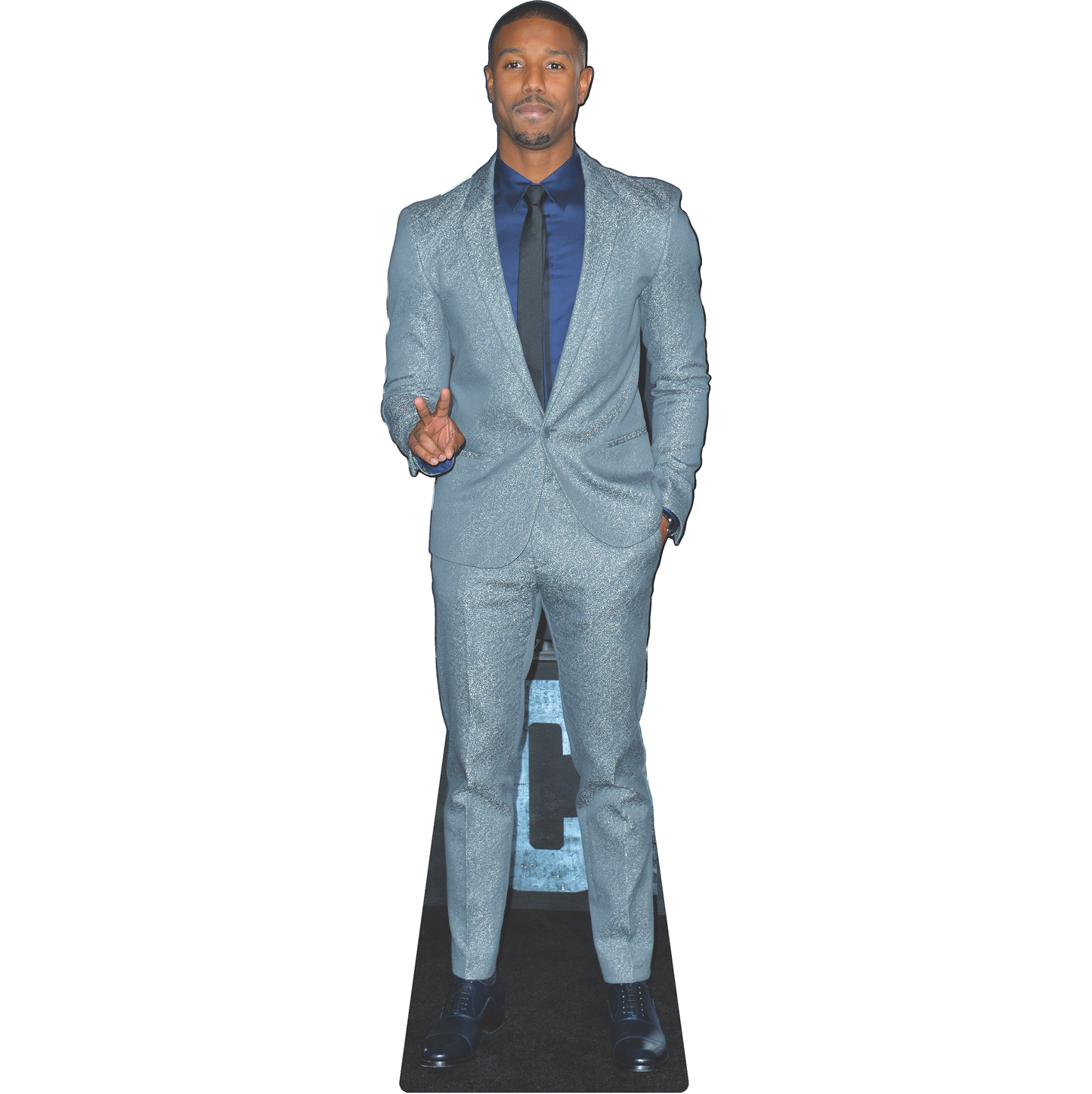 Michael B Jordan Blue Suit Cardboard Cutout