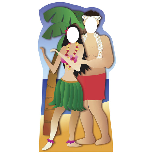 Hawaiian Couple Stand In Cardboard Cutout