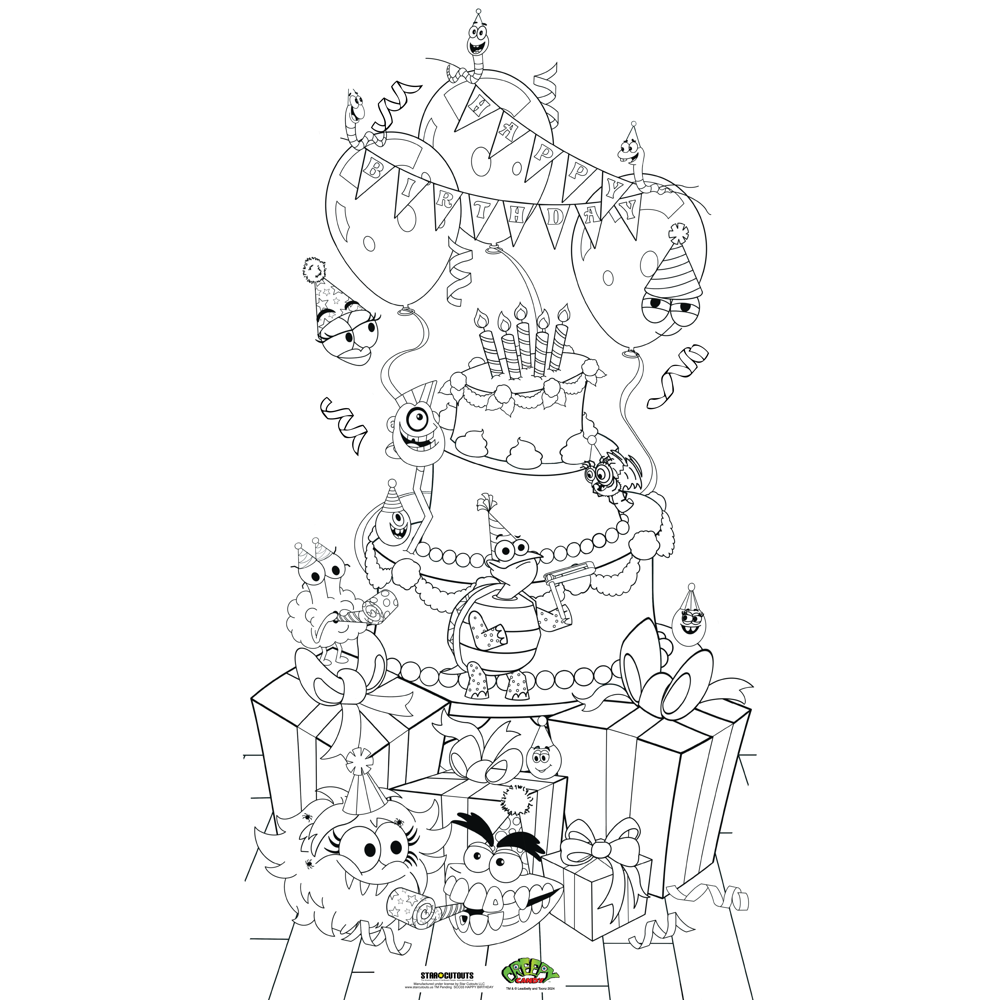 Color-In Creepy Candy Happy Birthday Cardboard Cutout