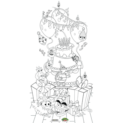 Color-In Creepy Candy Happy Birthday Cardboard Cutout