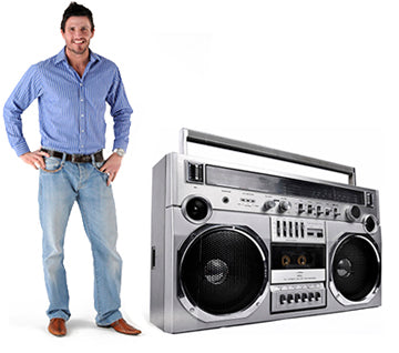 1980s Silver Boombox Cardboard Cutout