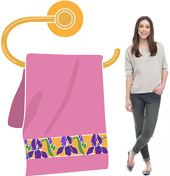 Womens Bathroom Towel Holder Cardboard Cutout
