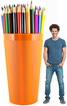 Color Pencils in Orange Cup Cardboard Cutout