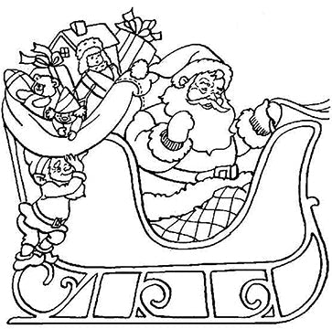 Santa-In-Sleigh Cardboard Coloring Cutout