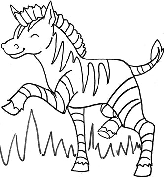 Zebra On Grass Cardboard Coloring Cutout