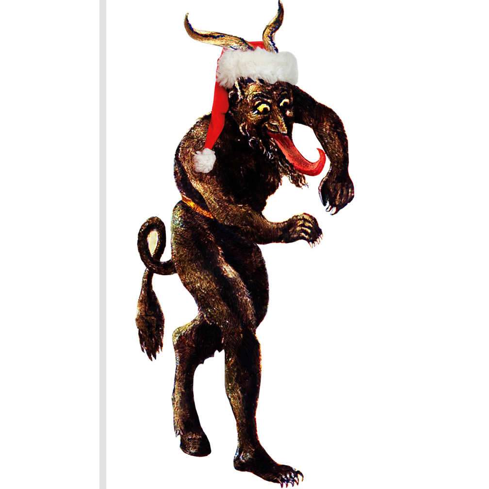Krampus Christmas Demon with Santa Hat Cardboard Cutout