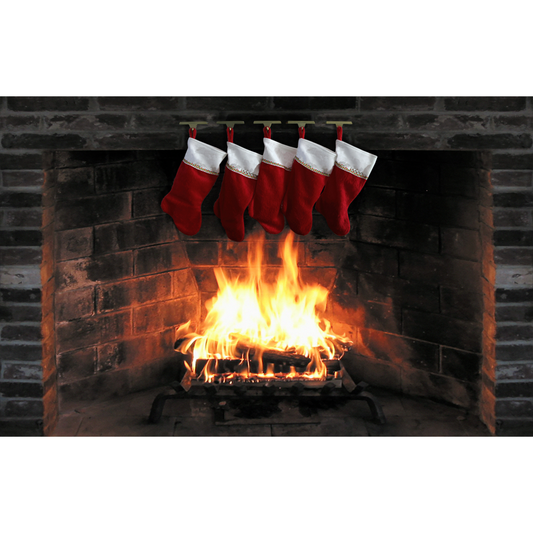 Fireplace with Christmas Stockings for Santa Cardboard Cutout