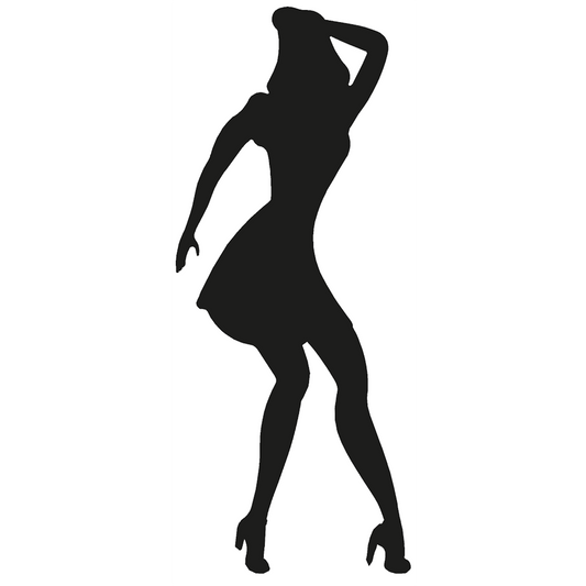 Dancing Woman in Skirt Silhouette Cardboard Cutout