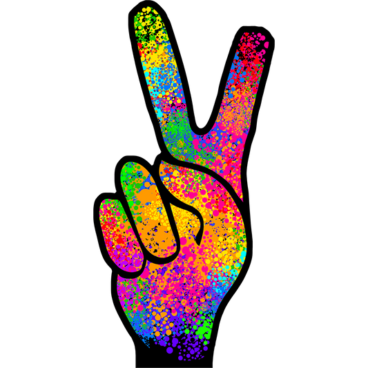 Tie Dye Peace Fingers Gesture Cardboard Cutout
