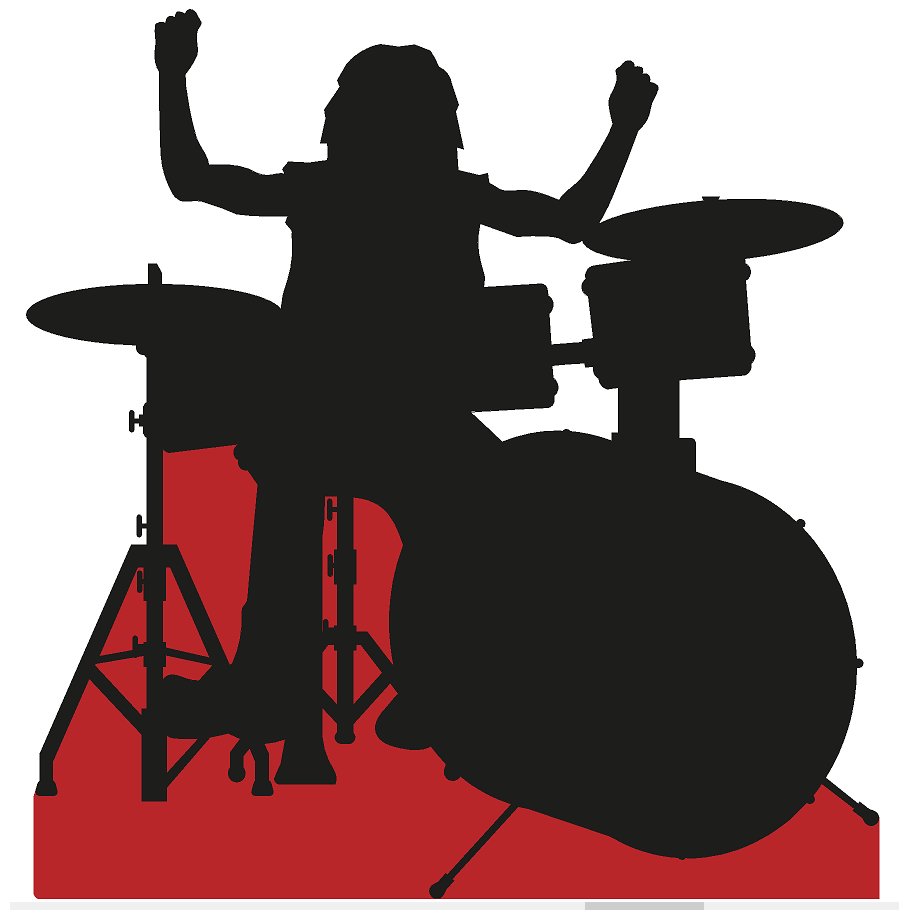 Rock N Roll Drummer Silhouette Cardboard Cutout