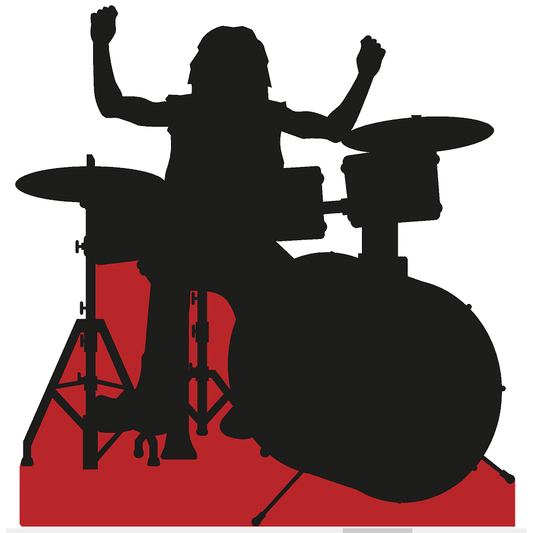 Rock N Roll Drummer Silhouette Cardboard Cutout