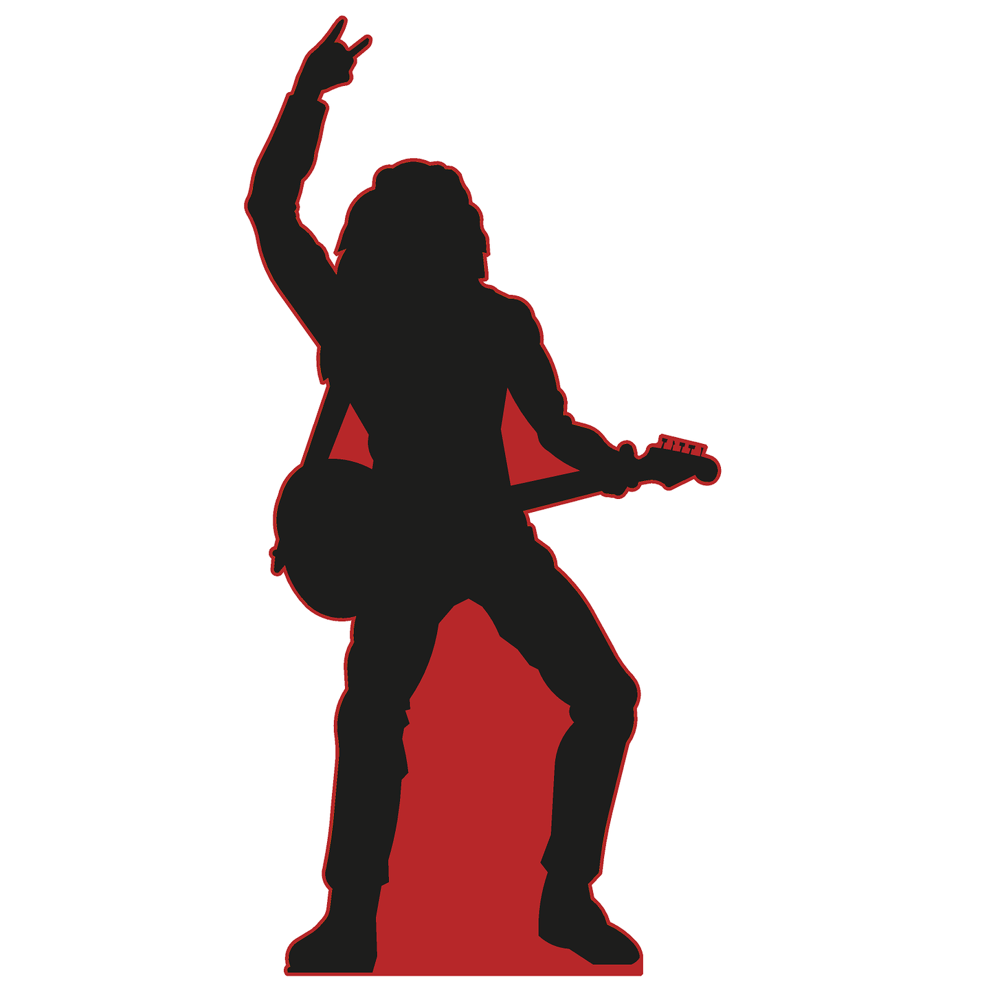 Red Heavy Metal Rock Star Rockstar Guitar Player Cardboard Cutout