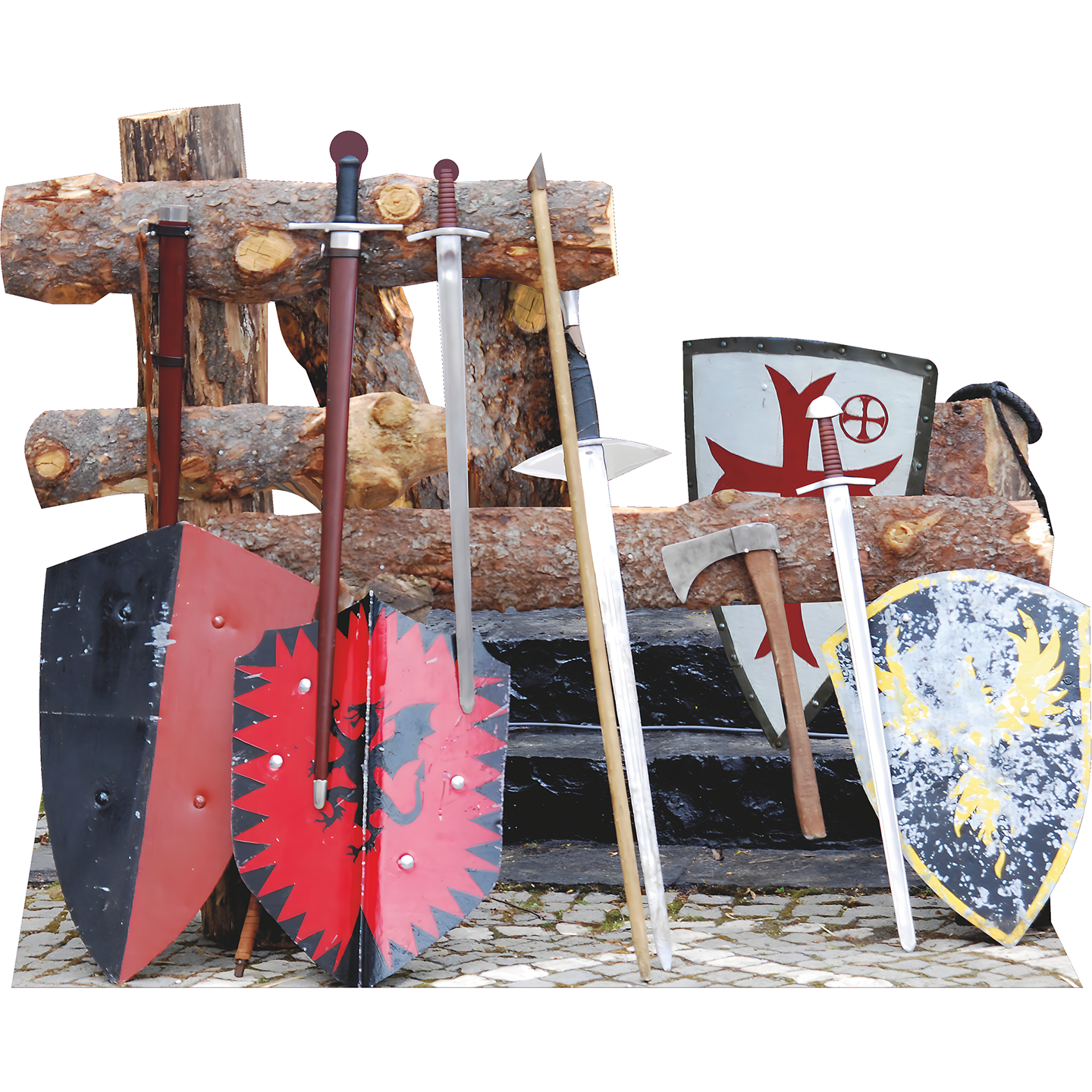 Viking Blacksmith Sword Shield Axe Rack Cardboard Cutout