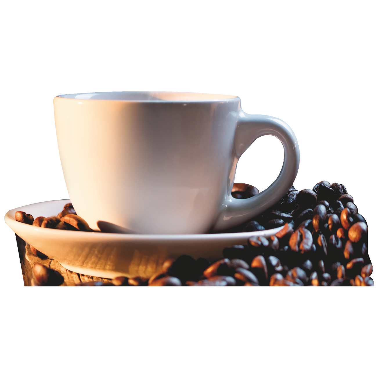 Cup Coffee Beans Rustic Wood Cardboard Cutout