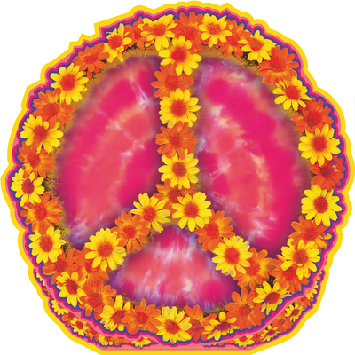 Retro Peace Sign Hippie 60s 70s Flower Tie Die Cardboard Cutout