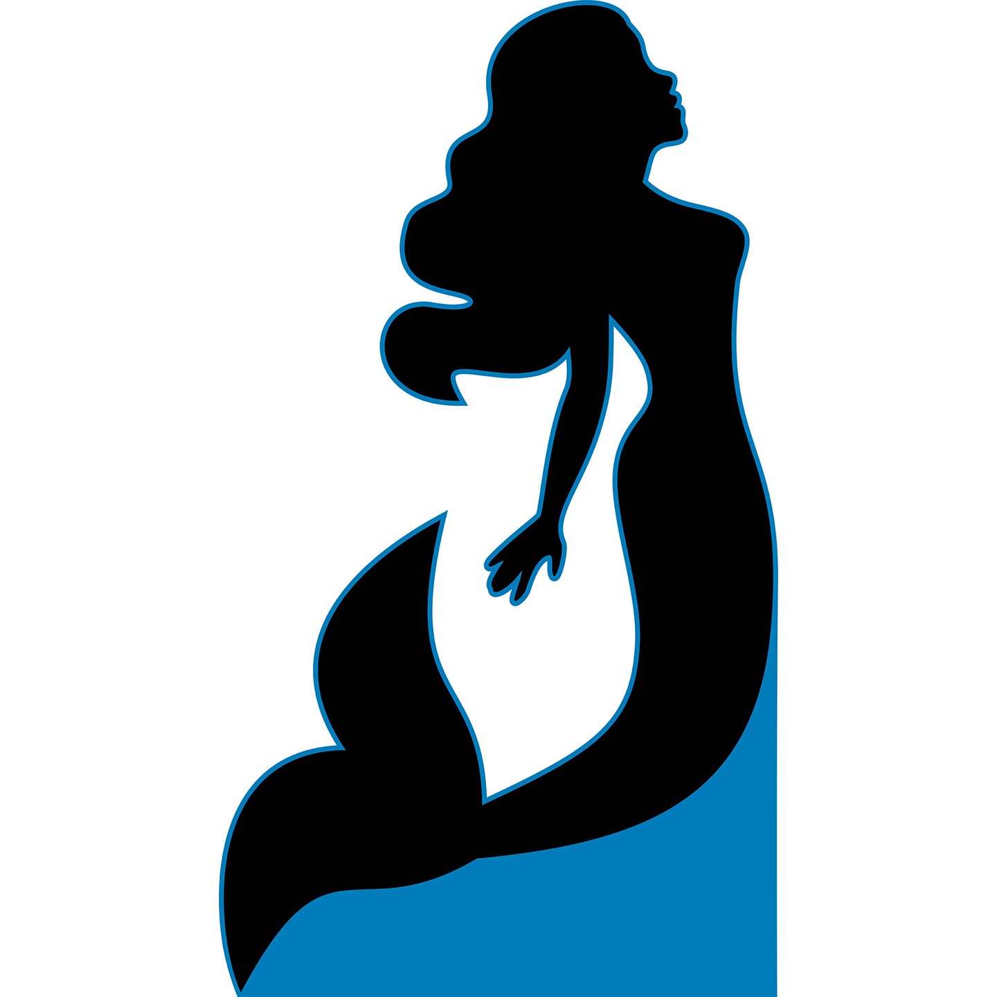 Mermaid Swimming Little Water Silhouette Cardboard Cutout