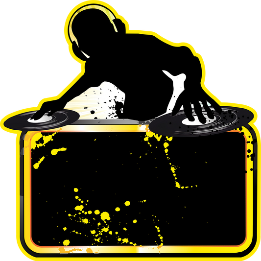 Neon DJ Club Record Spinner Disco Mixer Music Silhouette Cardboard Cutout