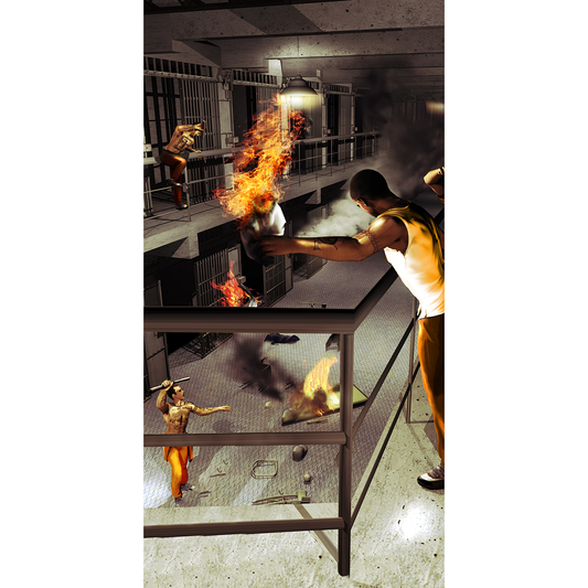 Prison Riot Penitentiary Jail Chaos Backdrop Cardboard Cutout