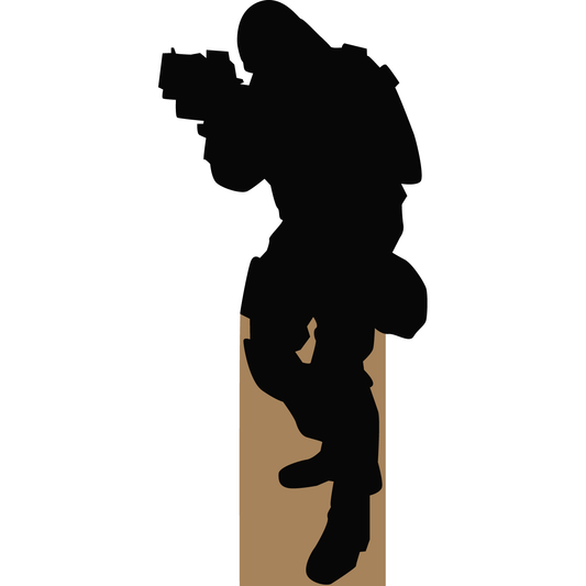 Special Forces Ops Silhouette Soldier Aiming Forward Cardboard Cutout