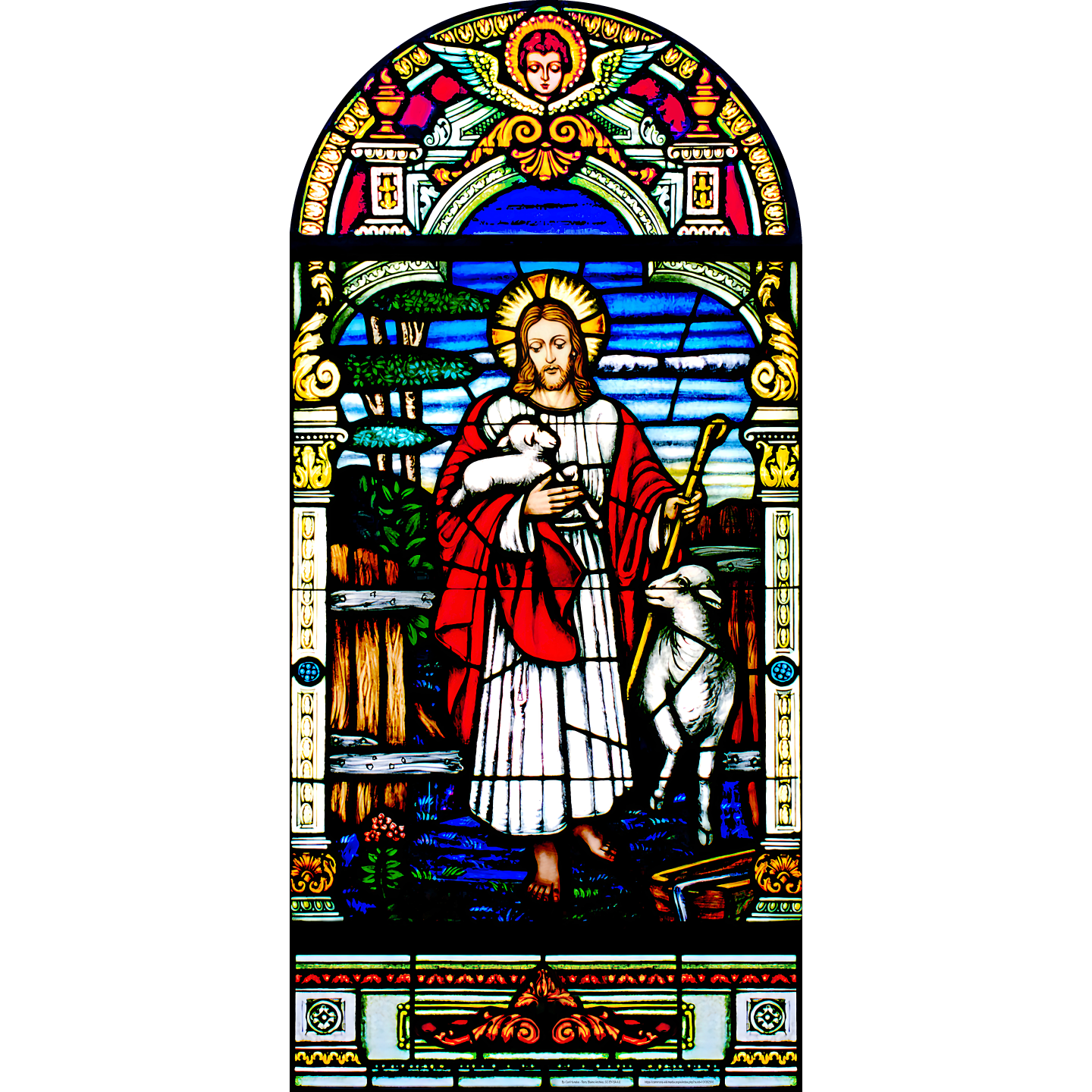 Good Shepherd Jesus Lambs Church Stained Glass Cardboard Cutout