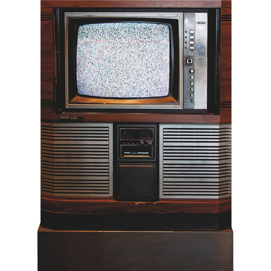 Retro 80s Vintage CRT Old Wood Frame Box TV Television Static Noise Cardboard Cutout