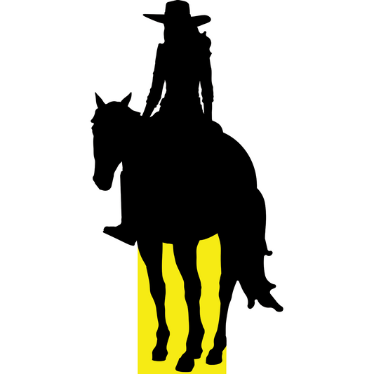 Yellowstone Cowgirl on Horse Silhouette Cardboard Cutout