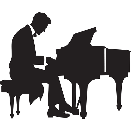 Piano Player Silhouette Classical Jazz Cardboard Cutout