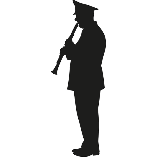 Military Marching Band Flute Player Silhouette Cardboard Cutout