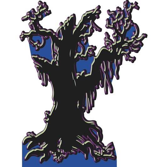 Spooky Tree Neon Colors Silhouette Cardboard Cutout