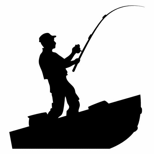 Man Fishing on Boat Silhouette Cardboard Cutout