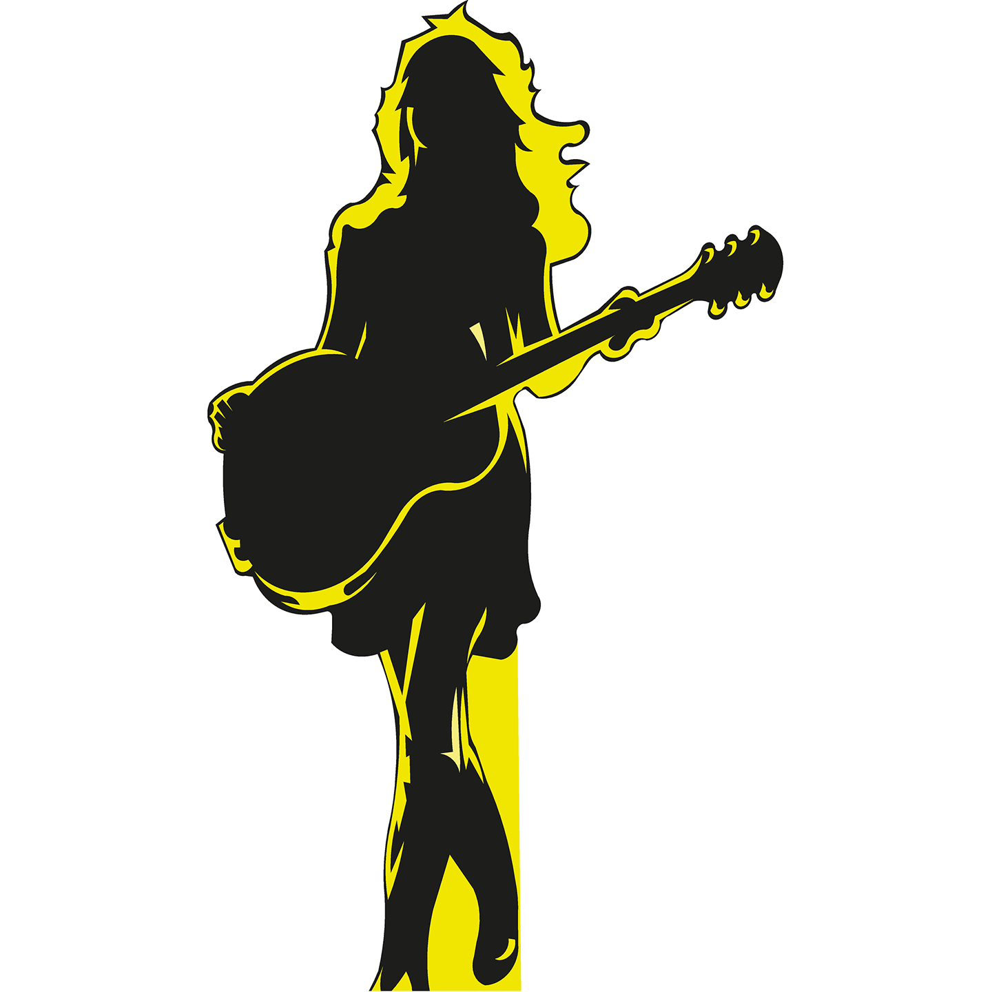 Fearless Woman Guitar Silhouette Cardboard Cutout