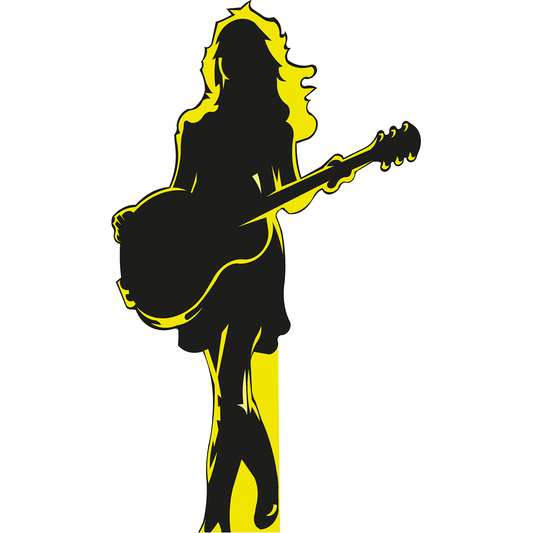 Fearless Woman Guitar Silhouette Cardboard Cutout