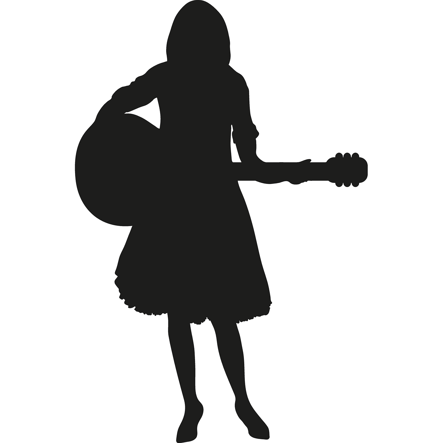 Female Guitar Player In Skirt Silhouette Cardboard Cutout