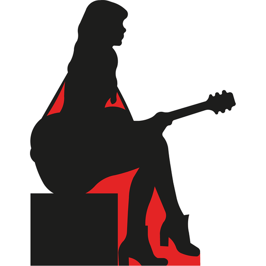 Sitting Guitar Girl Cardboard Cutout