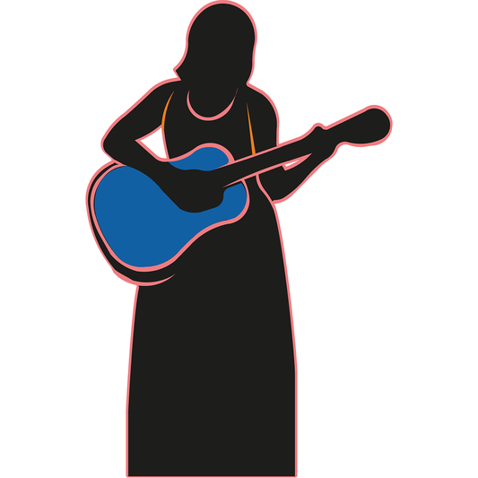 Woman With Guitar Silhouette Cardboard Cutout