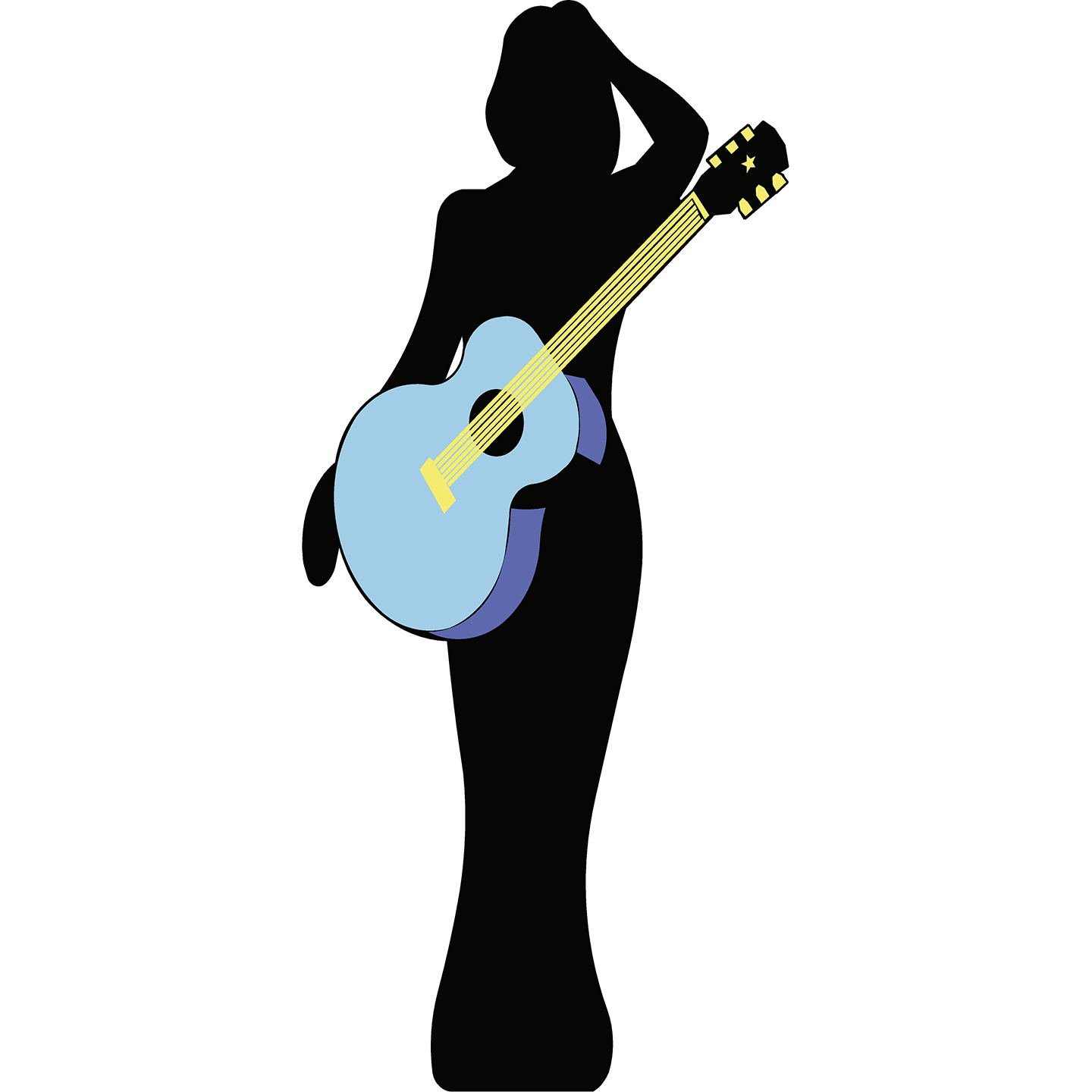 Country Girl With Blue Guitar Cardboard Cutout