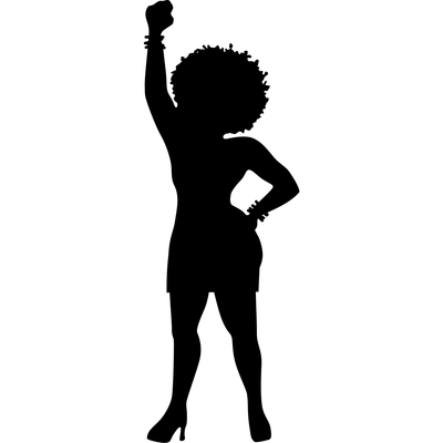 Woman Black Afro Power Fist Silhouette Cardboard Cutout