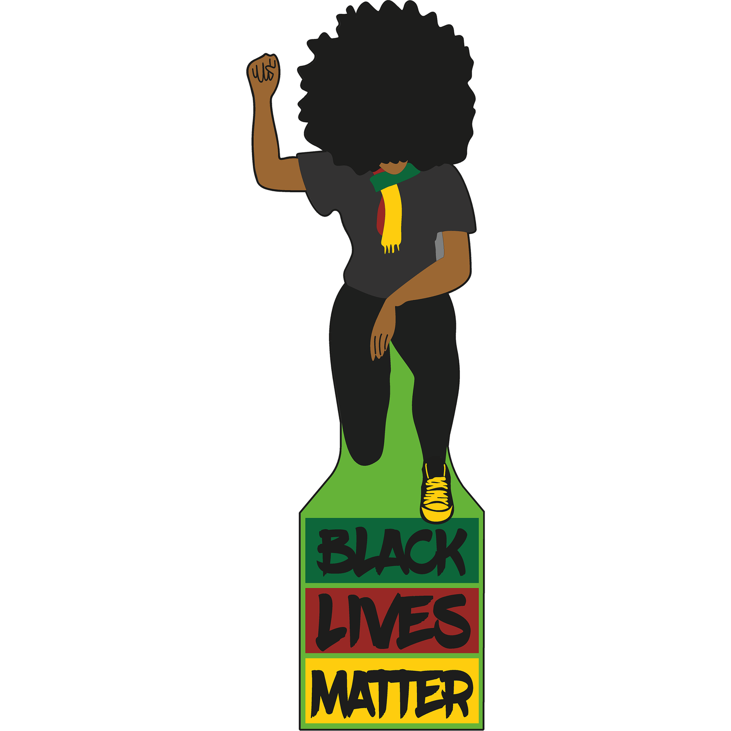 Black Woman Power Kneel Salute Fist Cardboard Cutout