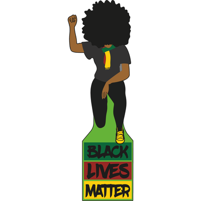 Black Woman Power Kneel Salute Fist Cardboard Cutout