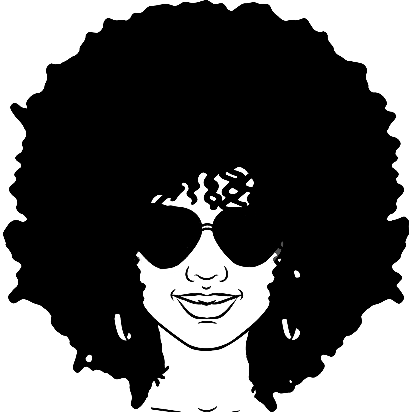 Afro Woman Sunglasses Earrings Cardboard Cutout