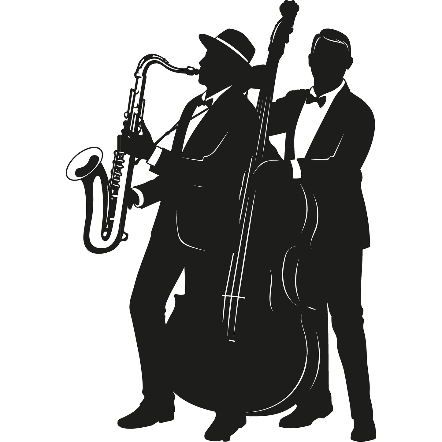 Vintage Jazz Duo Saxophone & Bass Musicians Cardboard Cutout