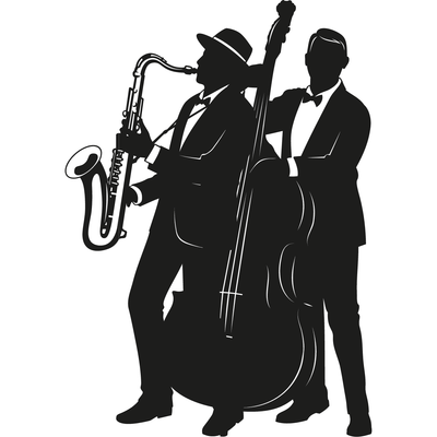 Vintage Jazz Duo Saxophone & Bass Musicians Cardboard Cutout