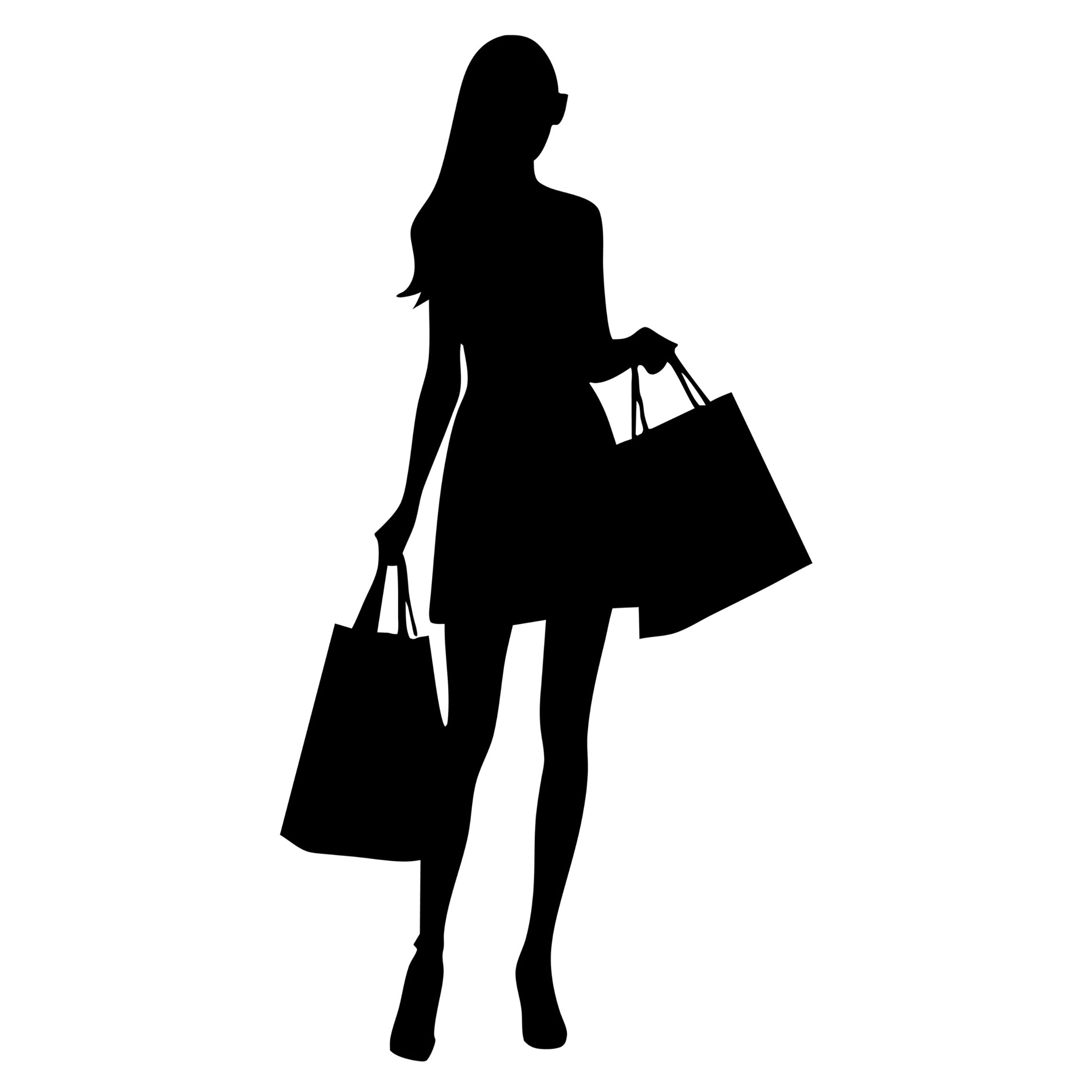 Woman Girl Lady Shopping Spree Bags Silhouette Cardboard Cutout Free ...